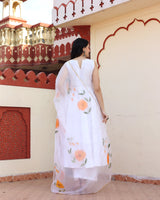 White Hand Painted Anarkali Set