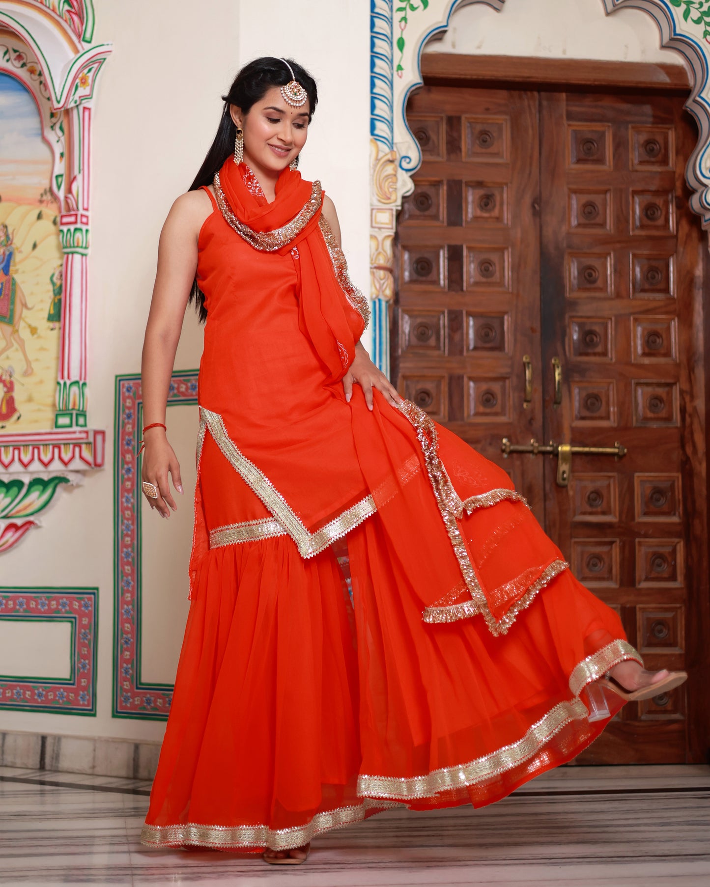 KESARIYA GEORGETTE SHARARA SET