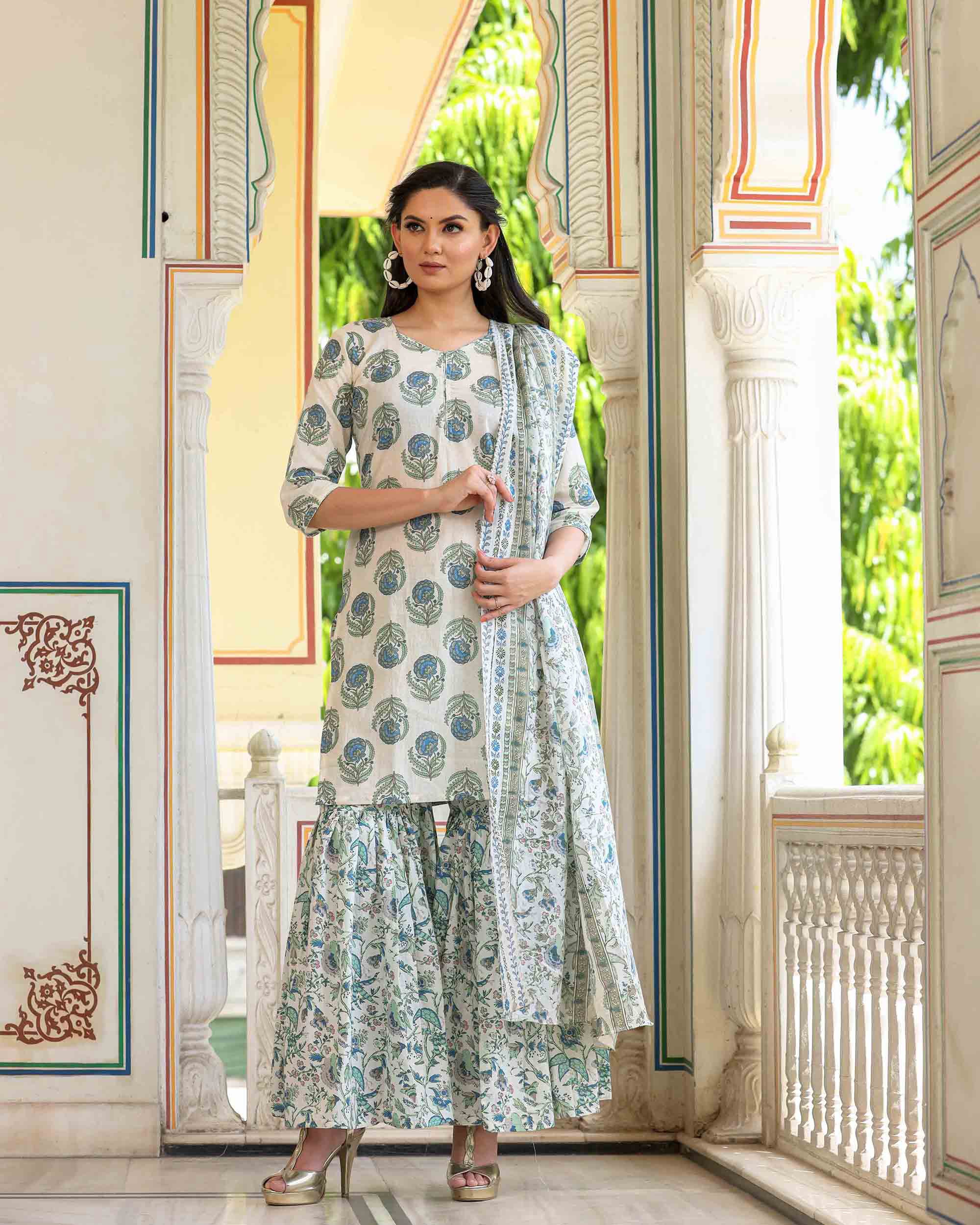 Cotton sharara shop set online