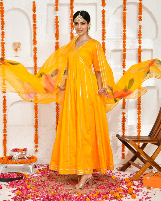 GAURI YELLOW FLOOR LENGTH DRESS