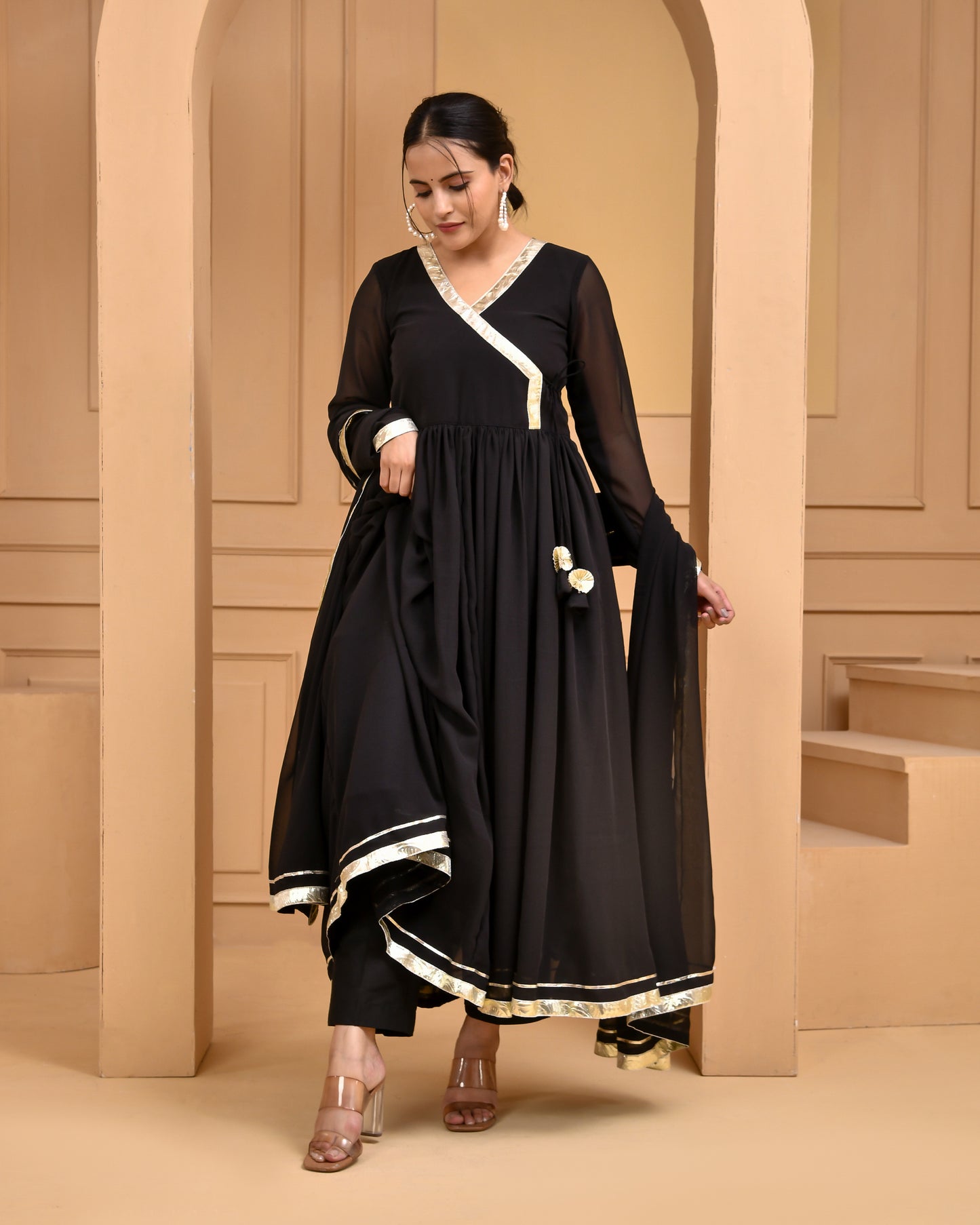 BLACK GEORGETTE ANARKALI SET
