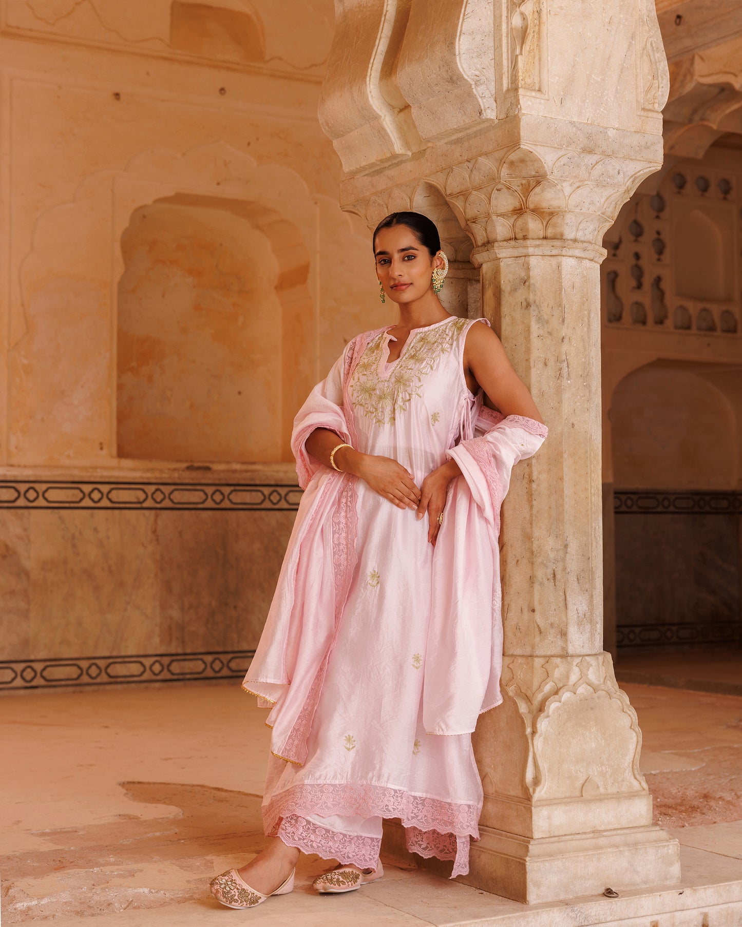 Pink Chanderi kurta set