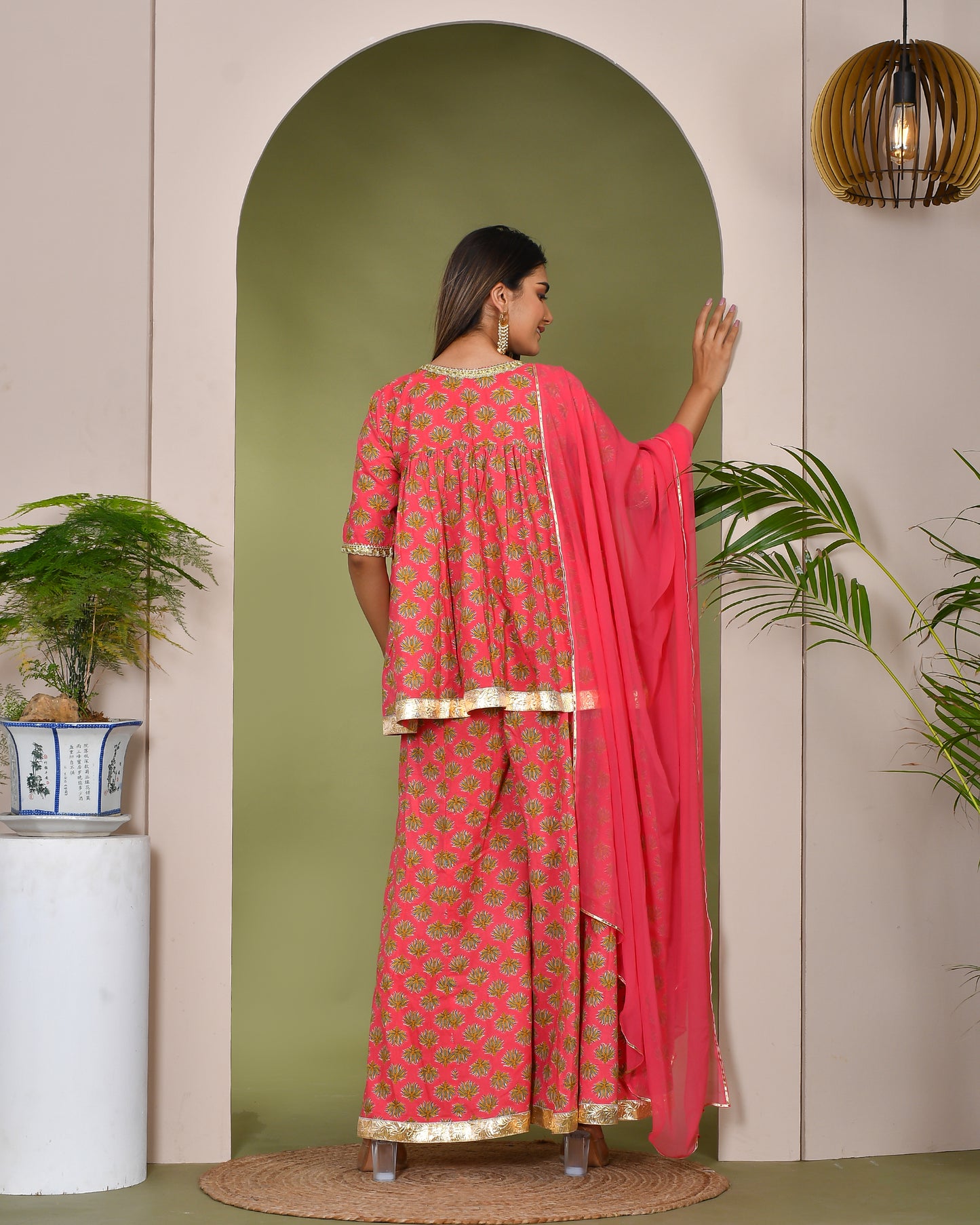 GULABI FLORAL COTTON SHARARA SET