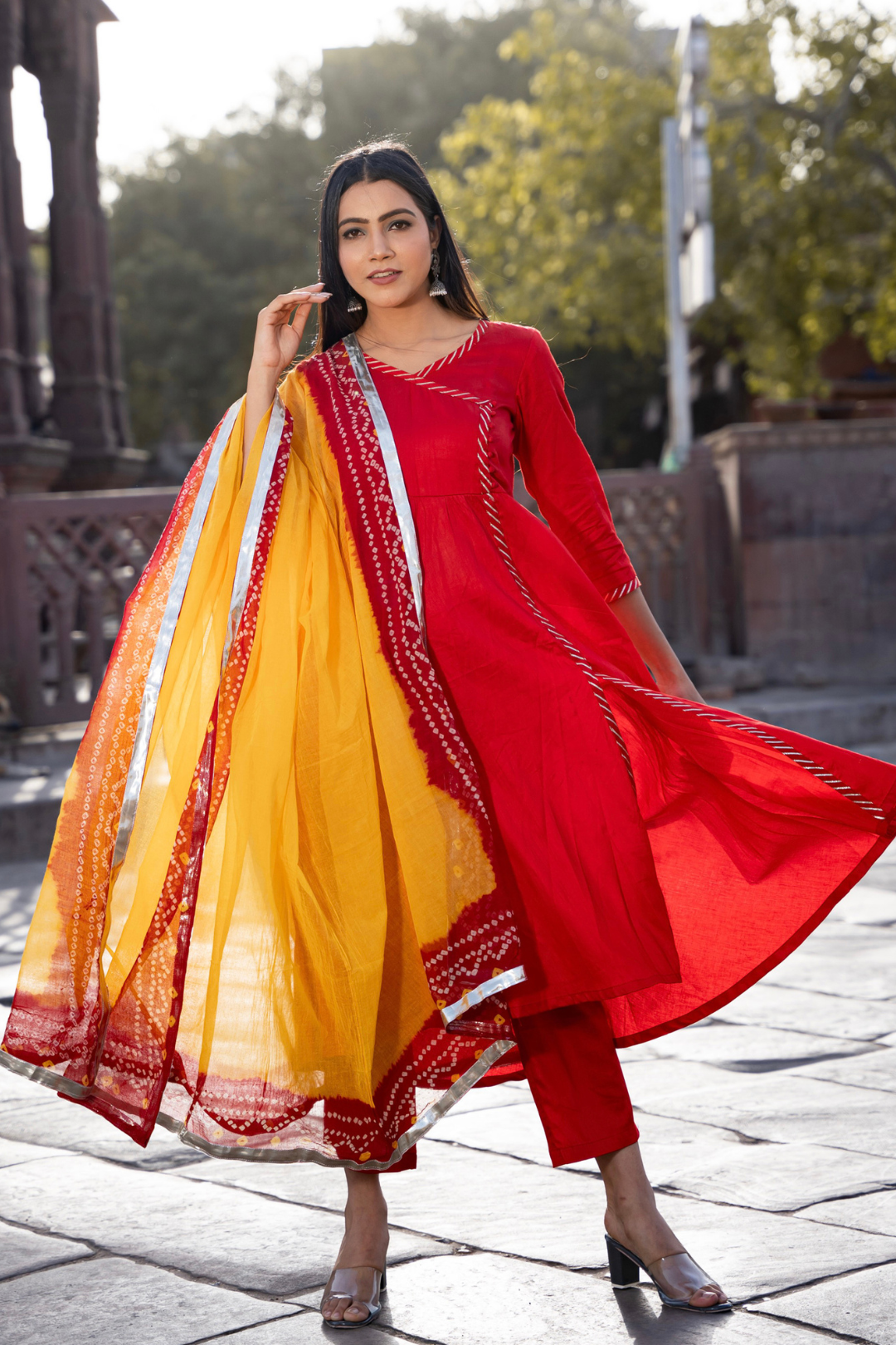RUKMANI RED SUIT SET
