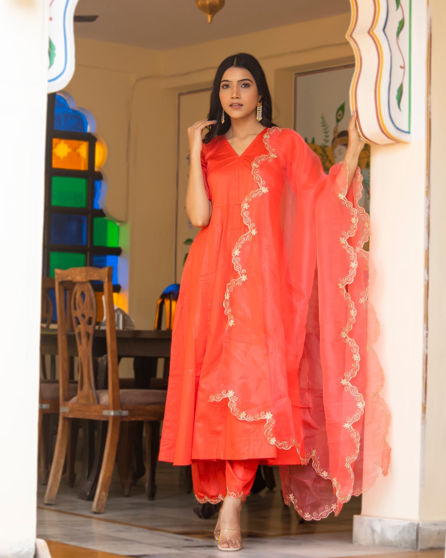 HARINI AARI EMBROIDERED ANARKALI SUIT SET