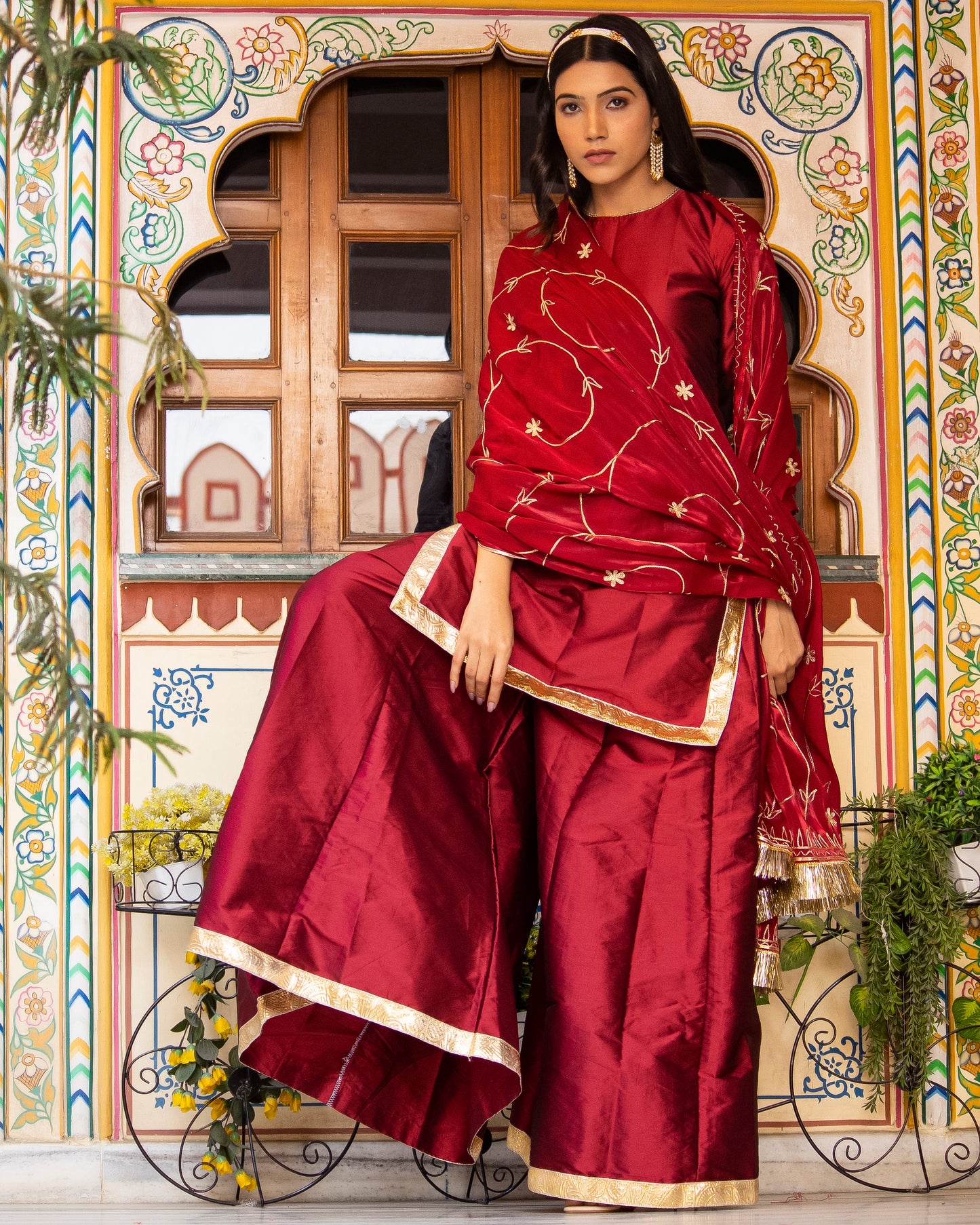 KURJAN MAROON SHARARA SET
