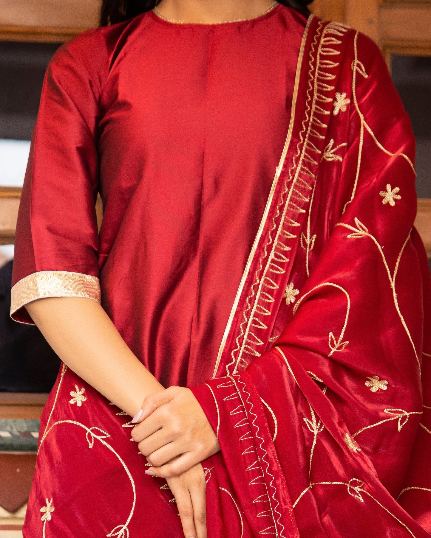 KURJAN MAROON SHARARA SET
