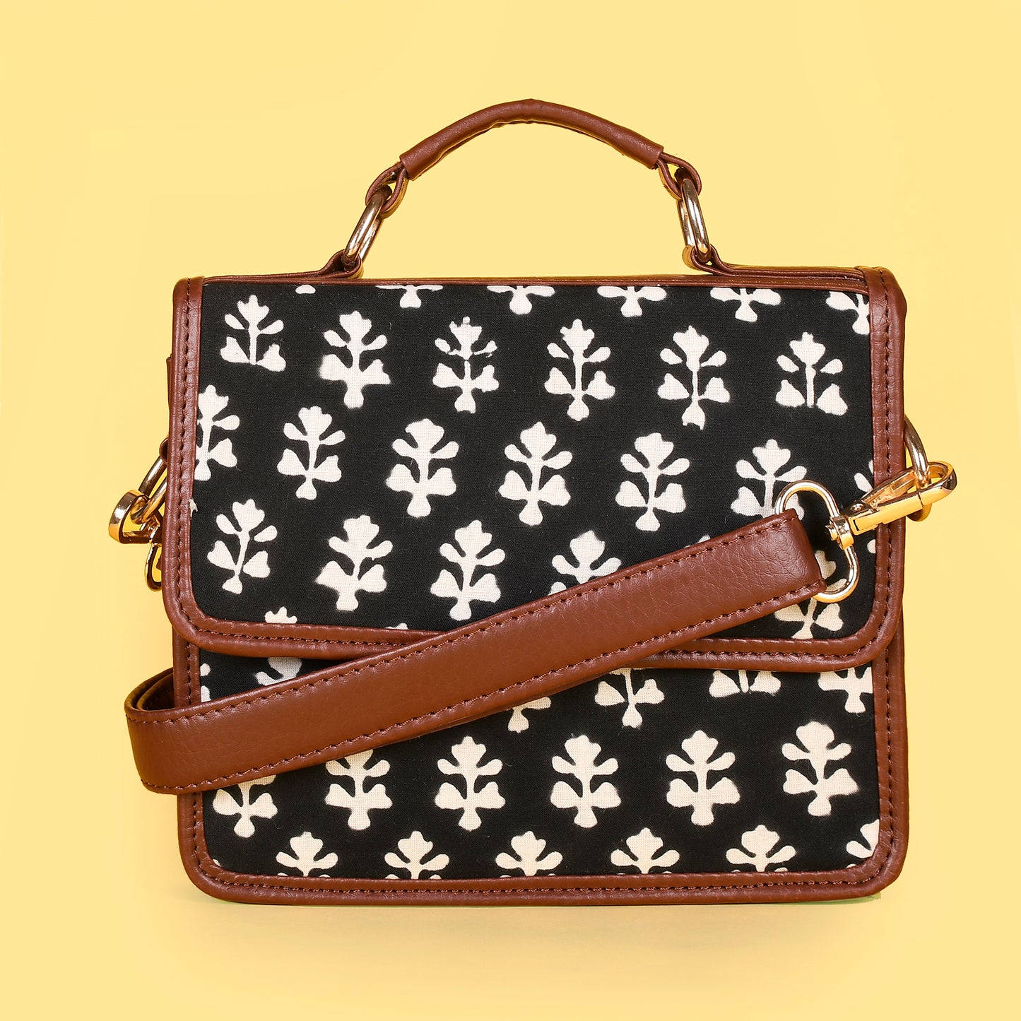 MOGRA BLACK HAND BLOCK PRINTED BAG