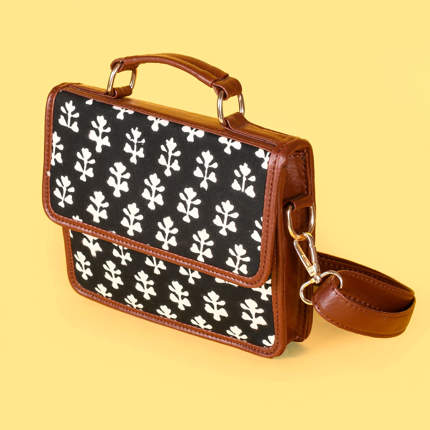 MOGRA BLACK HAND BLOCK PRINTED BAG