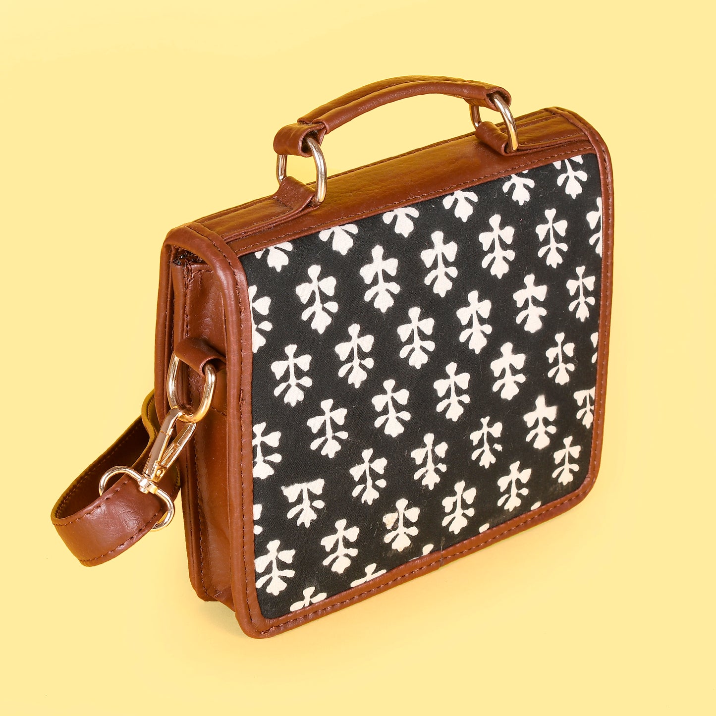 MOGRA BLACK HAND BLOCK PRINTED BAG