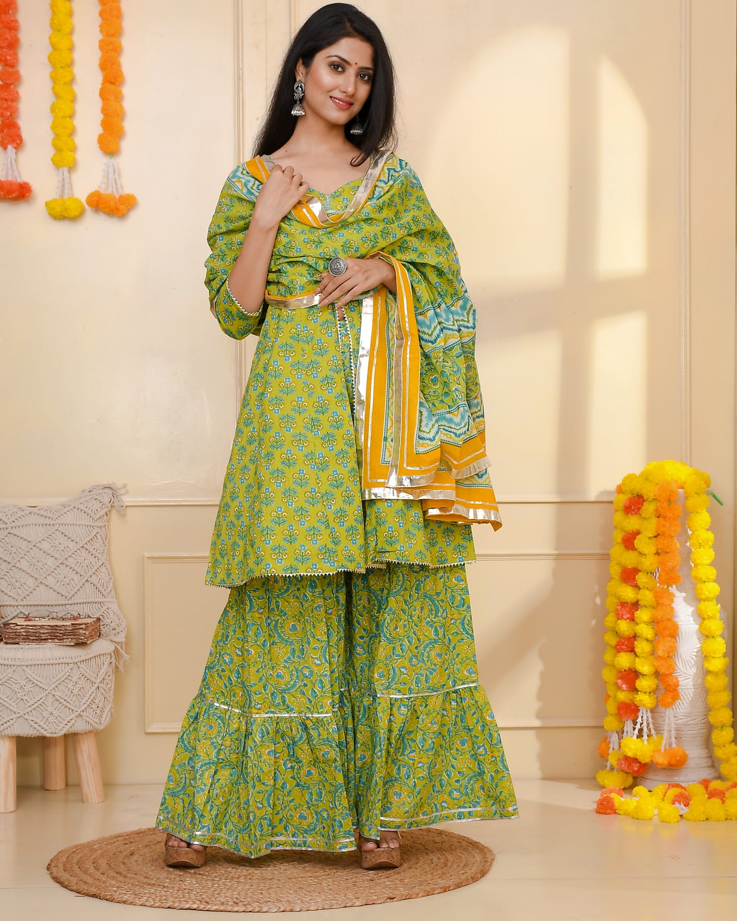 RABIYA MINT SHARARA SET