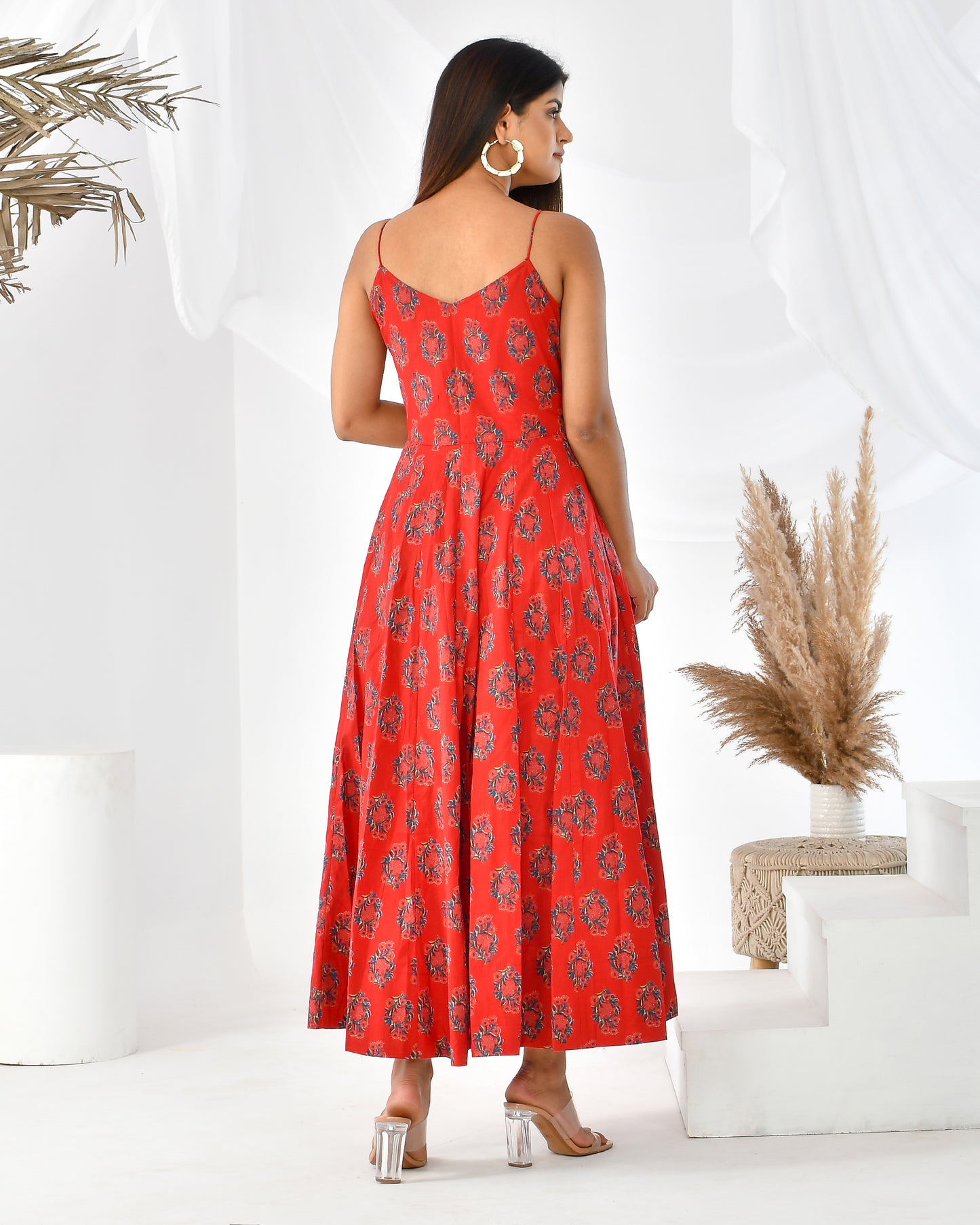 CANDY FLORAL RED COTTON DRESS