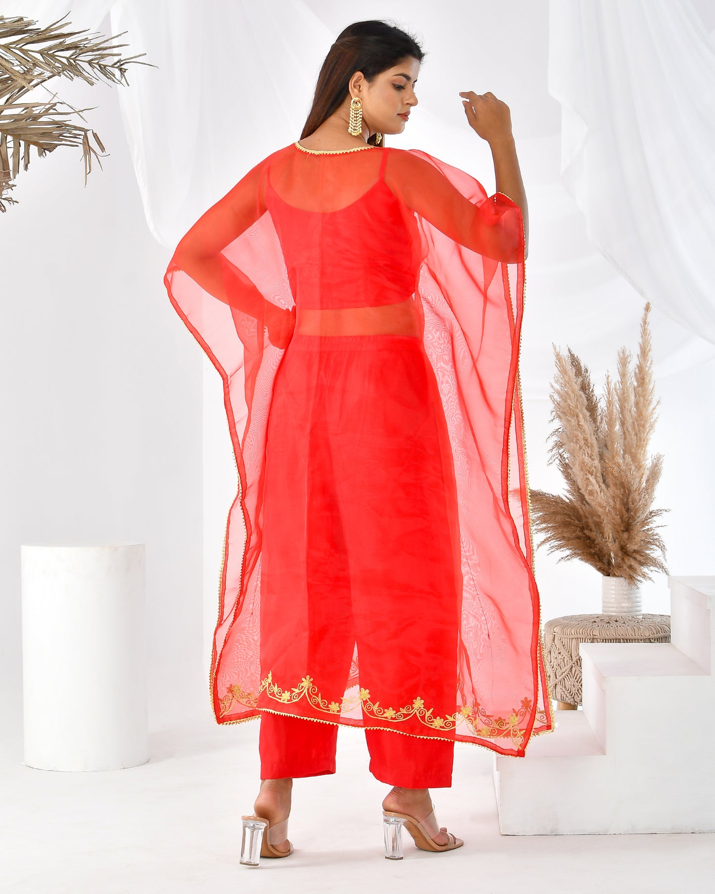 RED DAISY KAFTAN SET