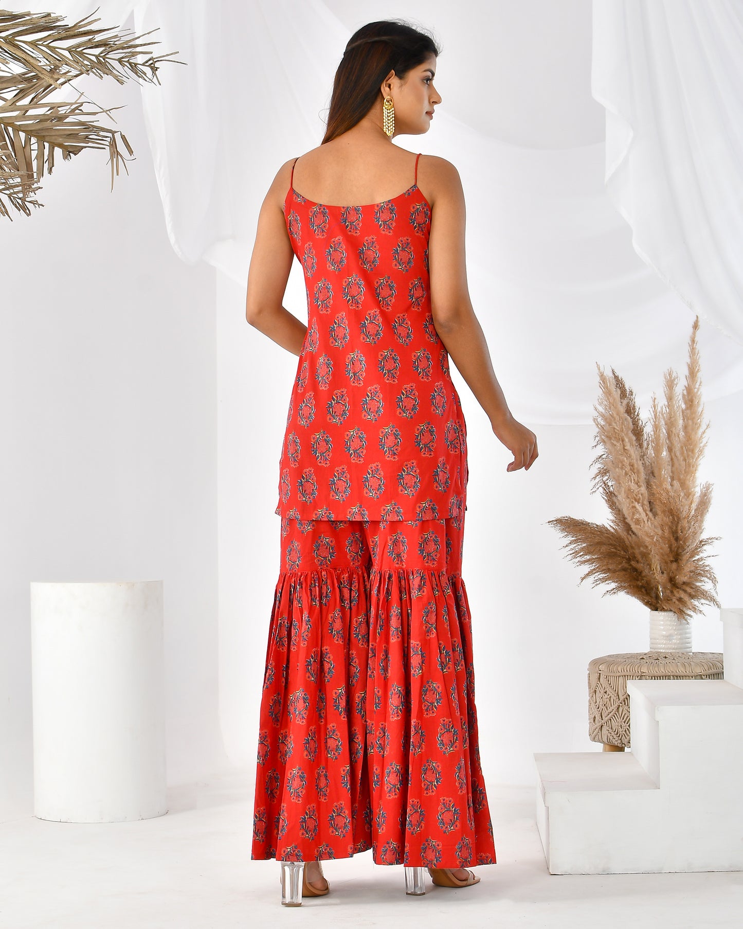 AVIVA RED SHARARA SET