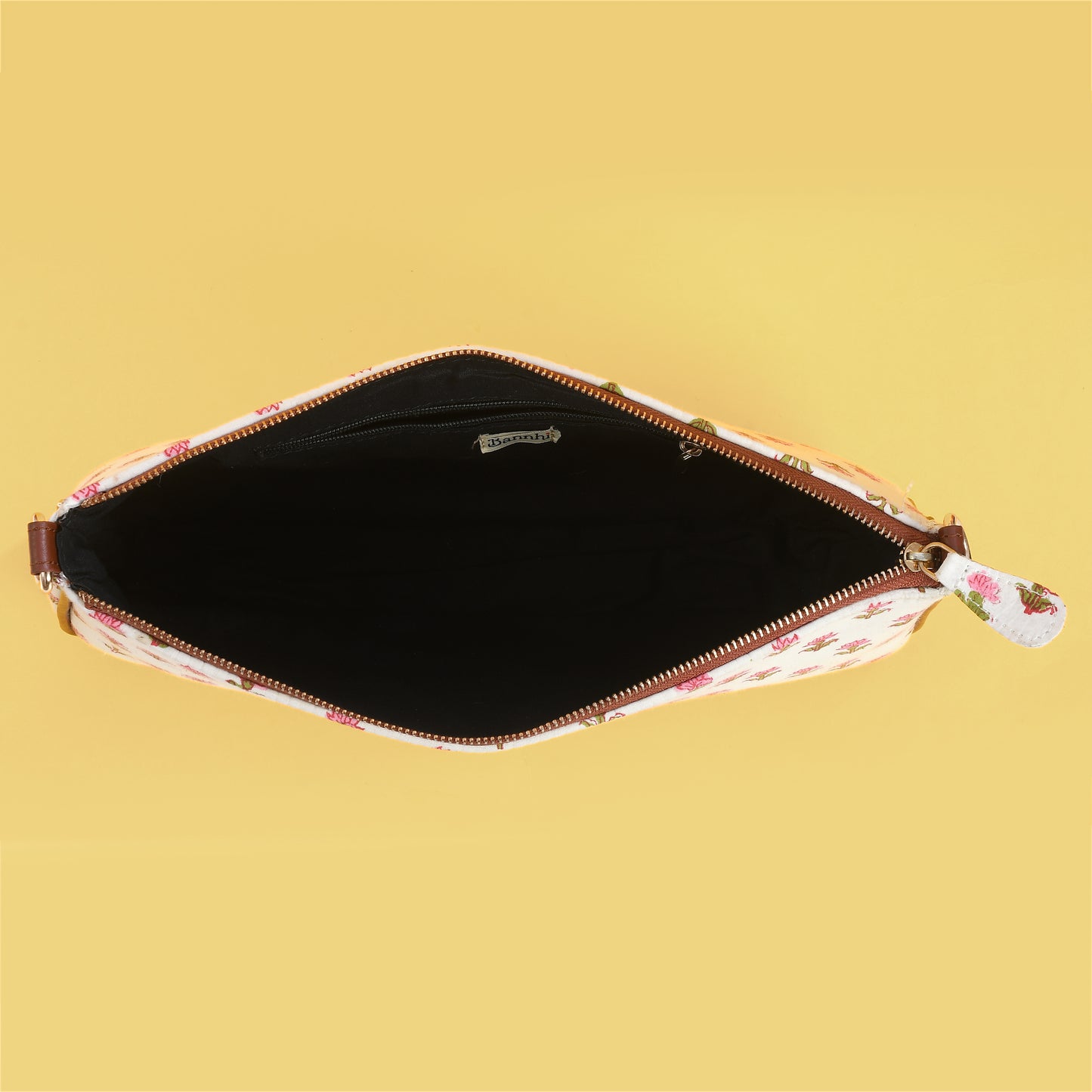 WATER LILY HANDBLOCK PRINTED BAGUETTE BAG