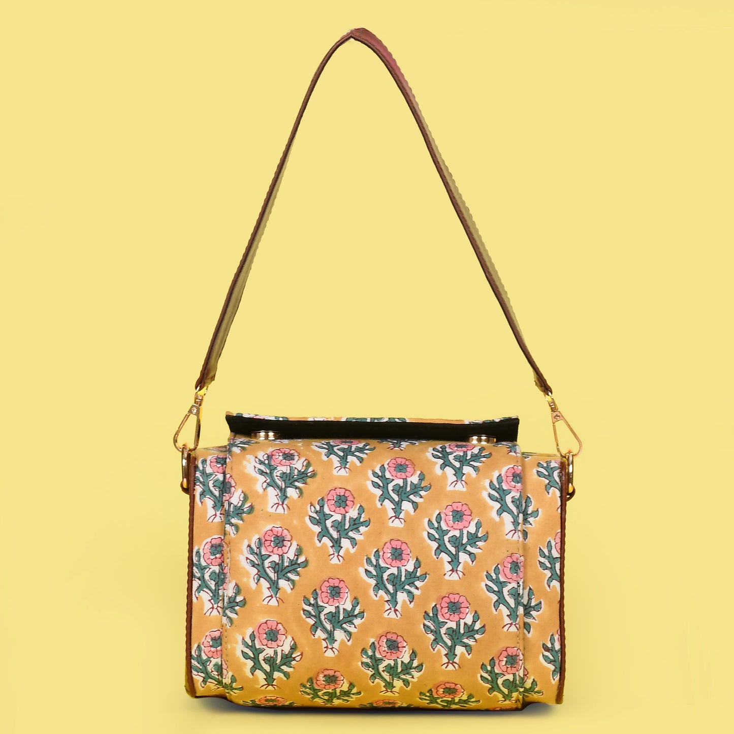 BURLY WOOD HANDBLOCK PRINTED BAG