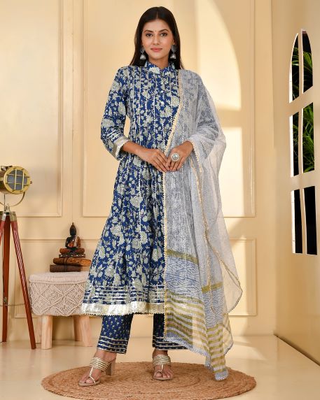 FALAK BLUE KALIDAR SUIT SET