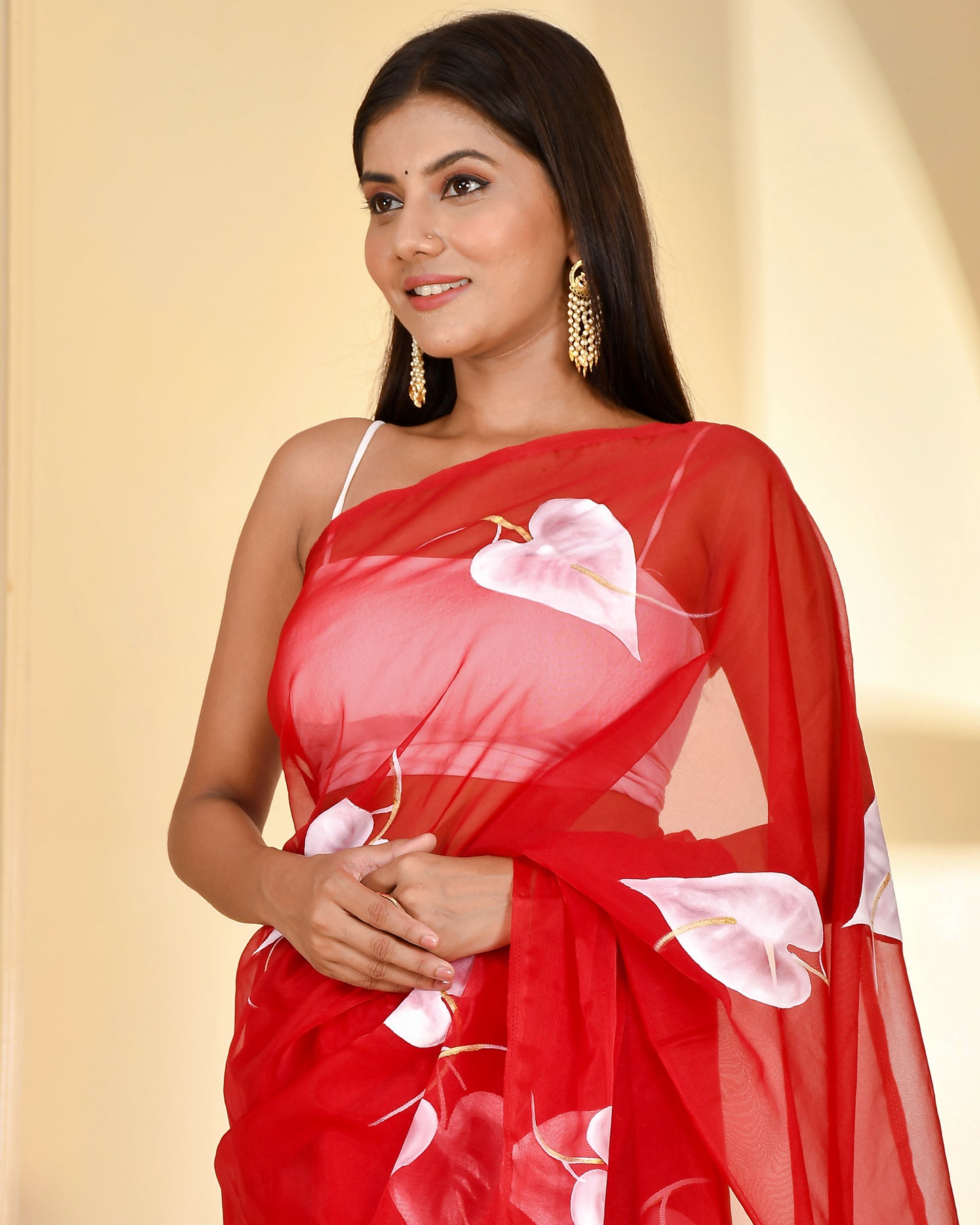 BURGUNDY HAND PAINTED SAREE