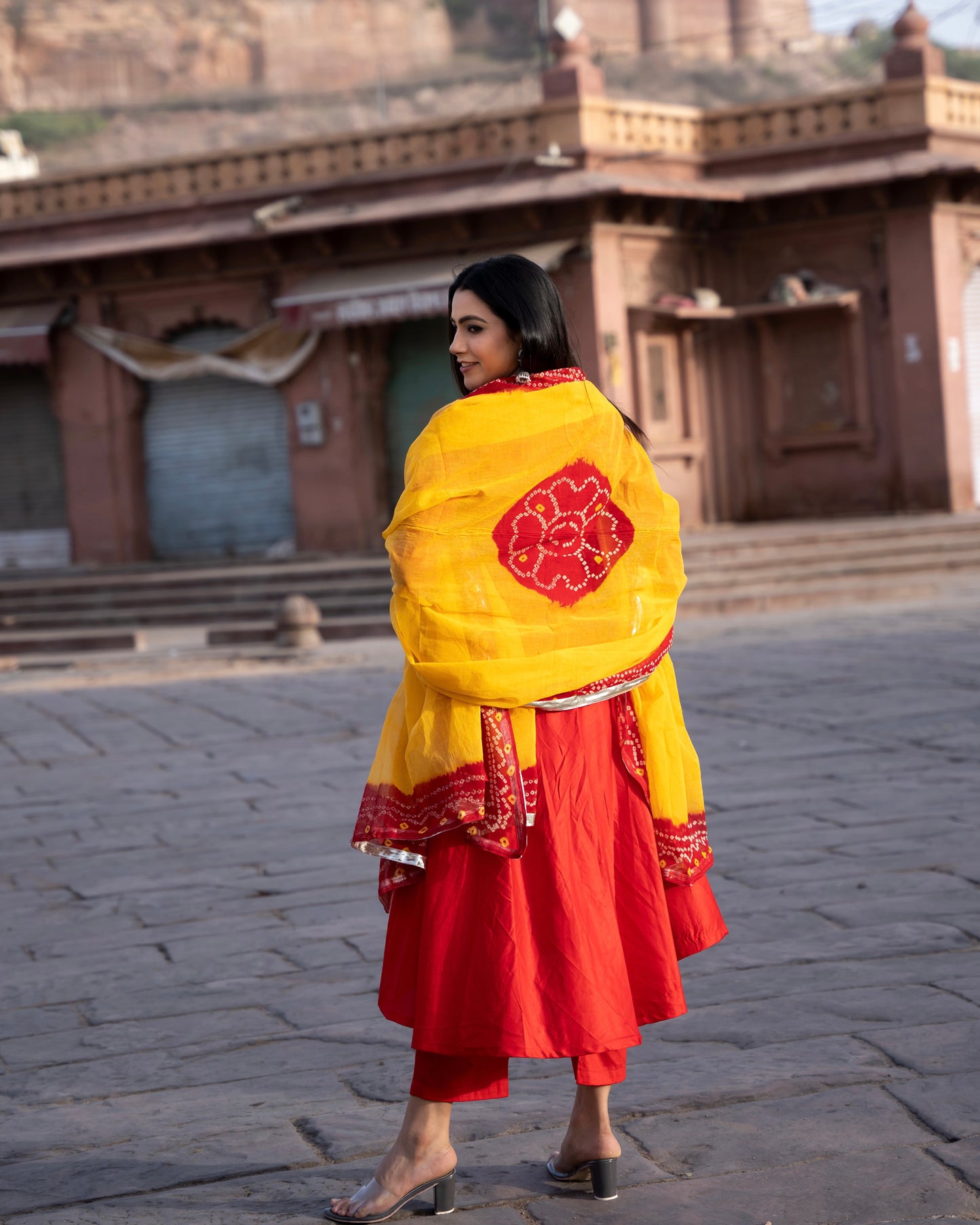 RUKMANI RED SUIT SET