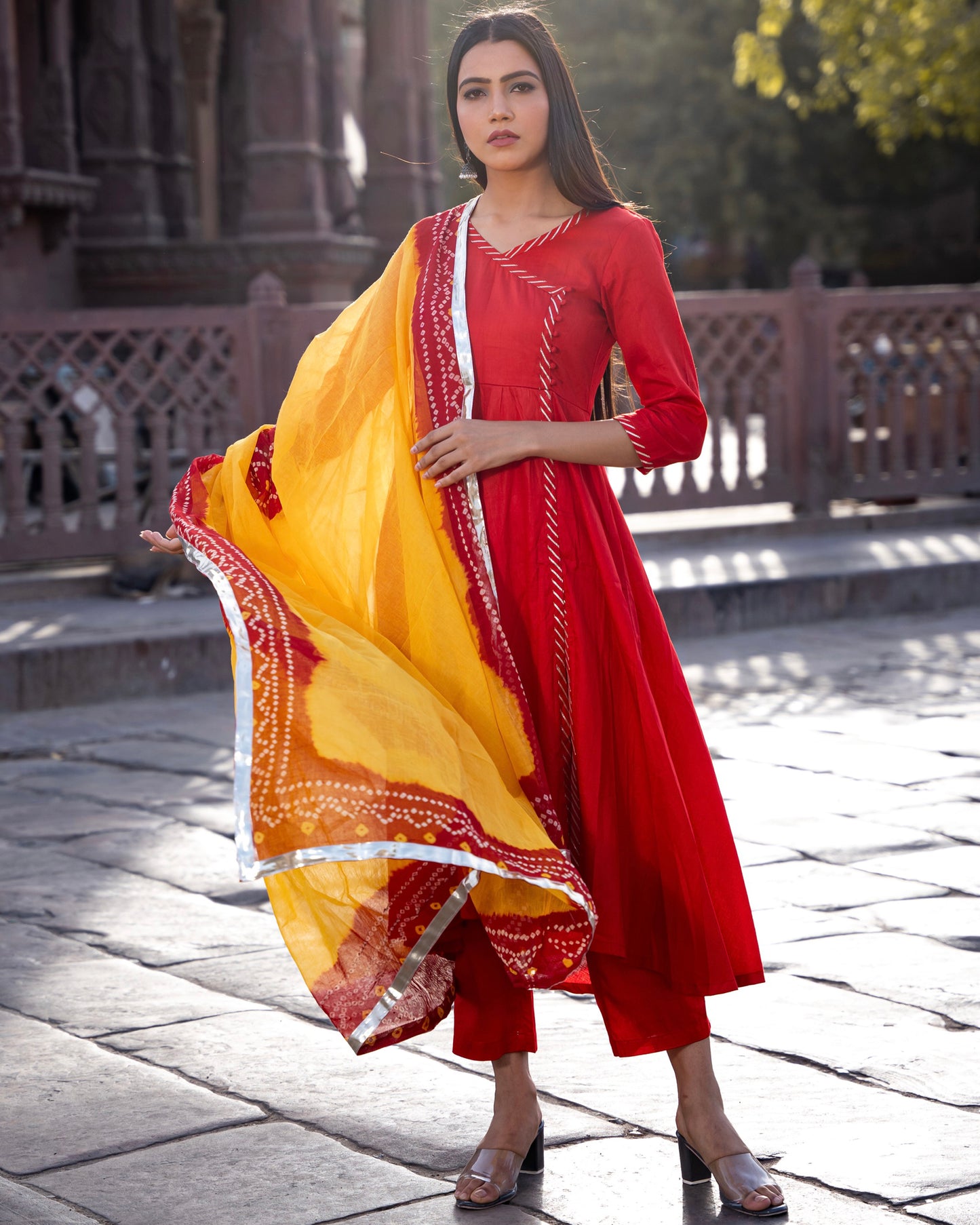 RUKMANI RED SUIT SET