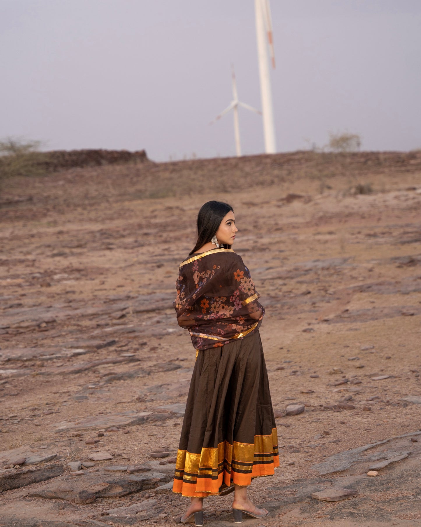 AMEERA UMBER FLOOR LENGTH DRESS