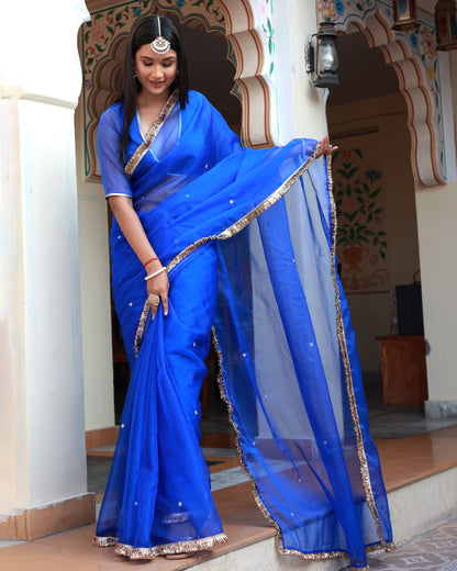 ISHQ BLUE ORGANZA SAREE