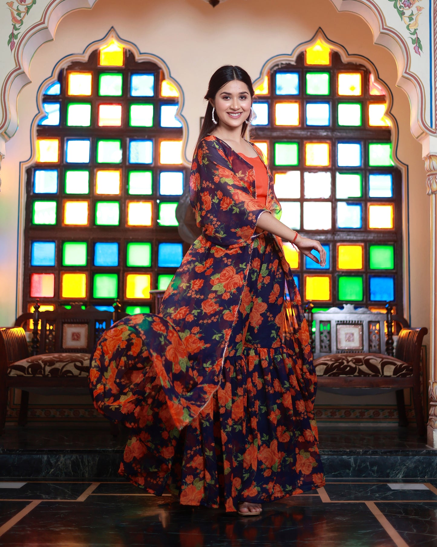 AAINA CHIFFON SHARARA SET