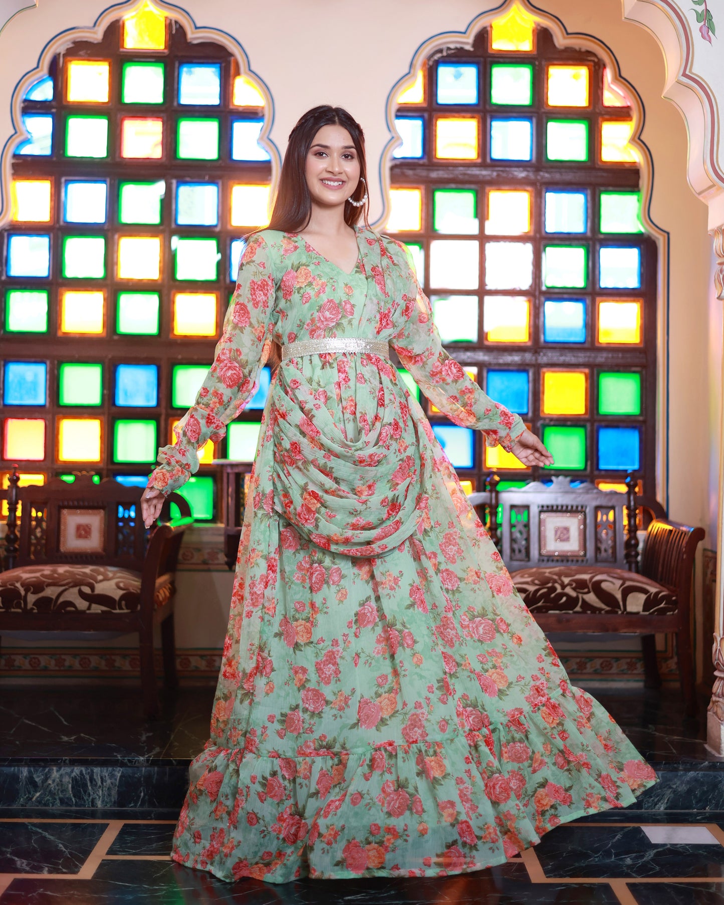 HIMA CHIFFON FLOOR LENGTH DRESS