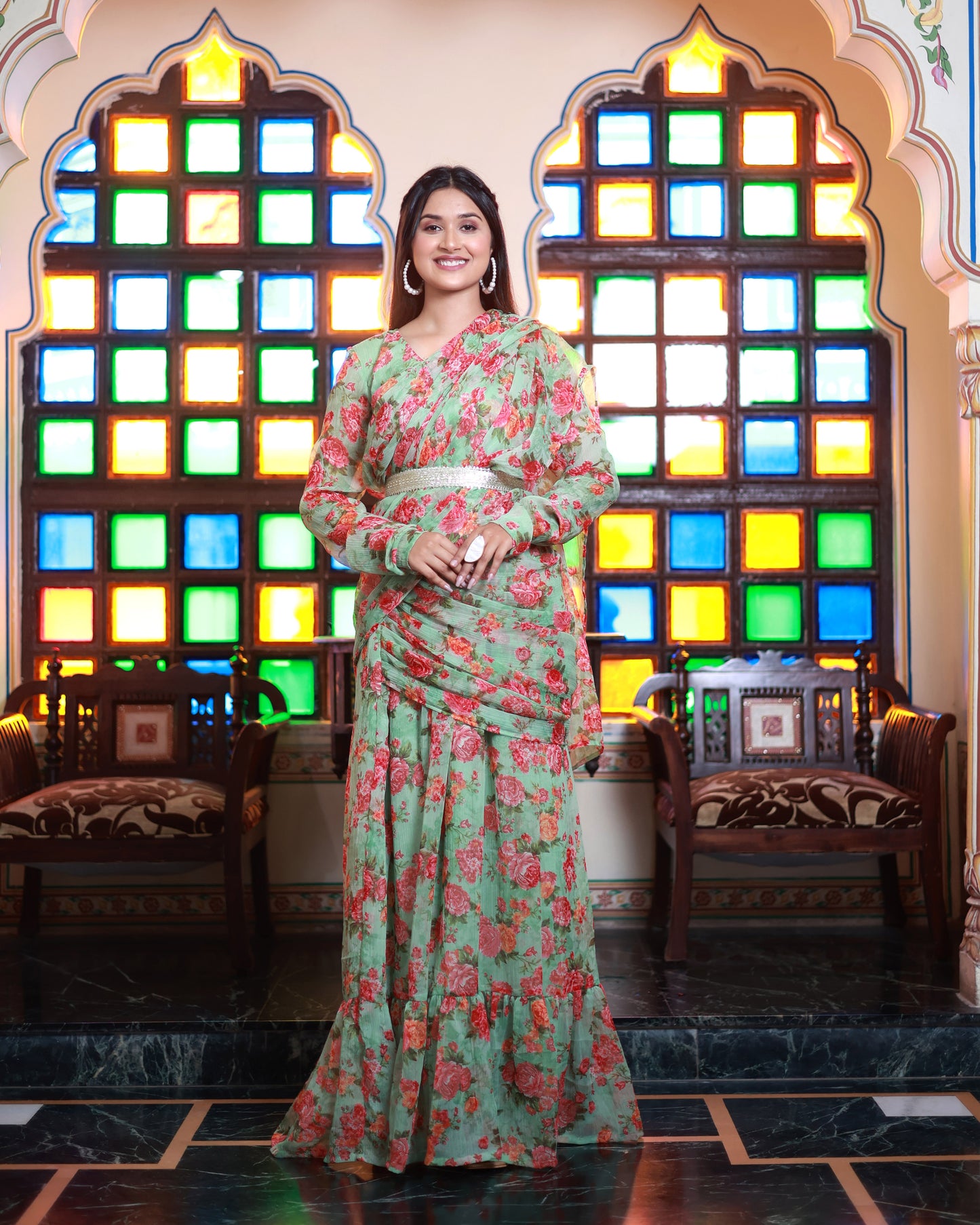 HIMA CHIFFON FLOOR LENGTH DRESS