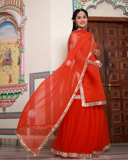 KESARIYA GEORGETTE SHARARA SET