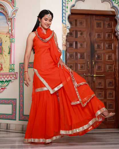 KESARIYA GEORGETTE SHARARA SET