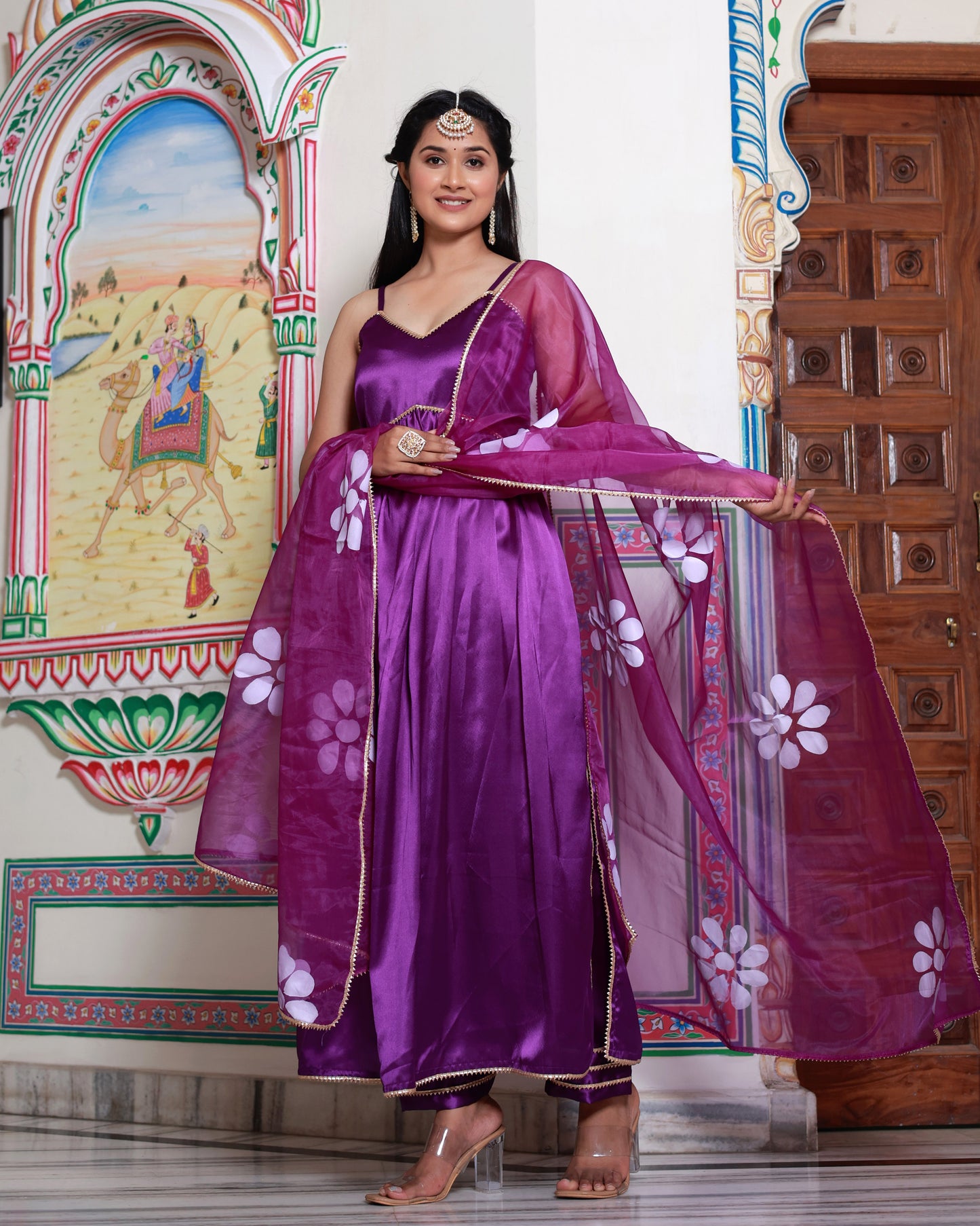 REVATI SATIN HAND PAINTED SUIT SET