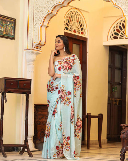 NILABHUJA FLORAL PRINTED SAREE