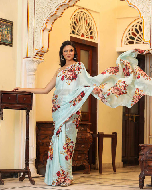 NILABHUJA FLORAL PRINTED SAREE