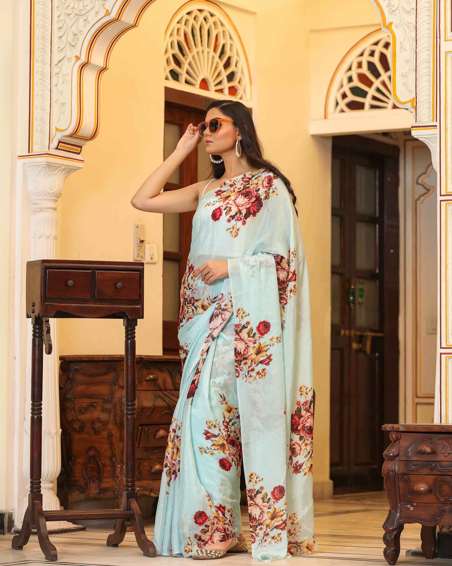 NILABHUJA FLORAL PRINTED SAREE