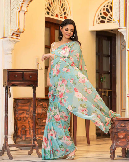 SURABHI FLORAL CHIFFON SAREE