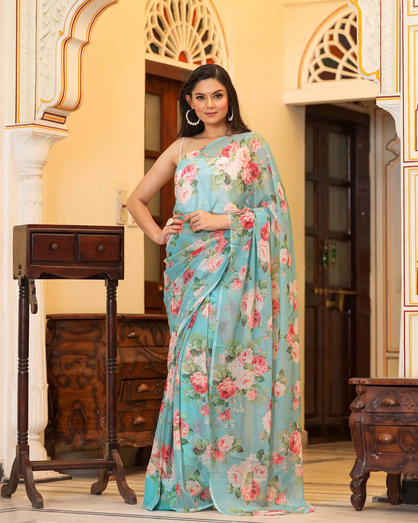 SURABHI FLORAL CHIFFON SAREE