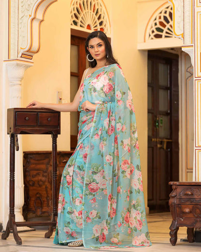 SURABHI FLORAL CHIFFON SAREE