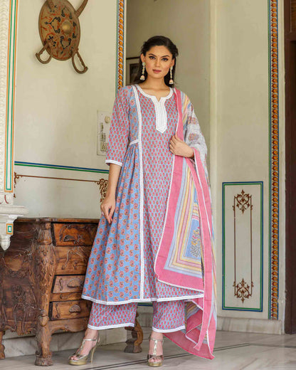 NITI HAND-BLOCK PRINTED SUIT SET