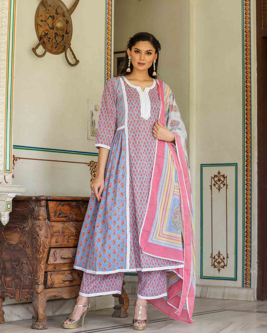 NITI HAND-BLOCK PRINTED SUIT SET