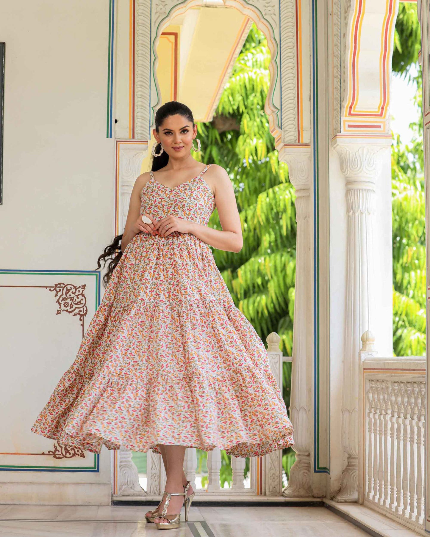 VINCA COTTON PRINTED DRESS