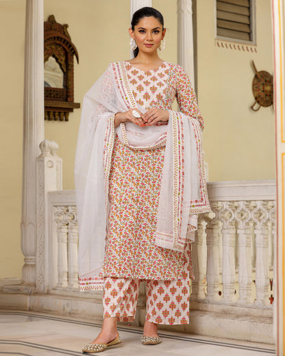 AADYA HAND-BLOCK PRINTED SUIT SET