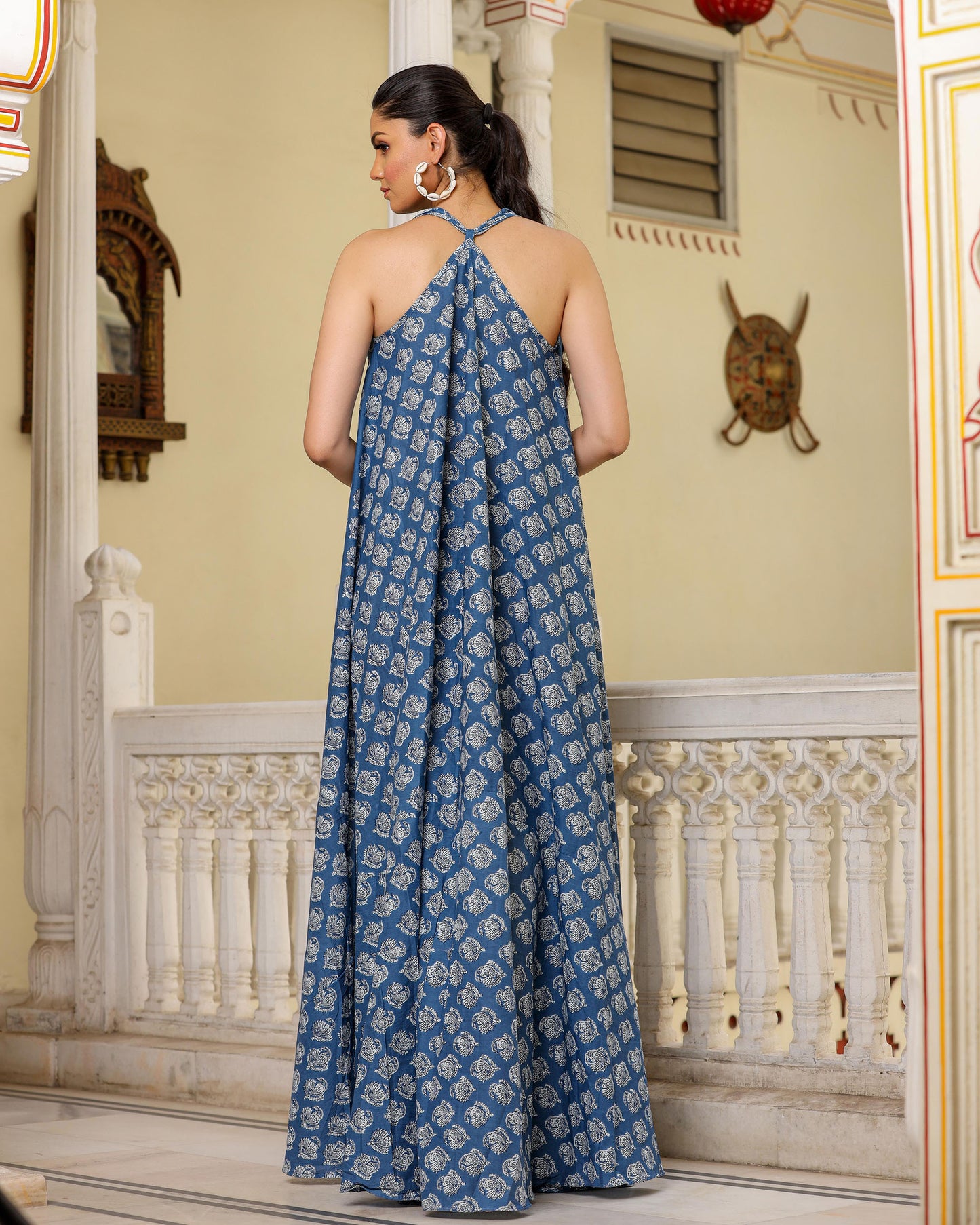 INDIGO COTTON MAXI DRESS