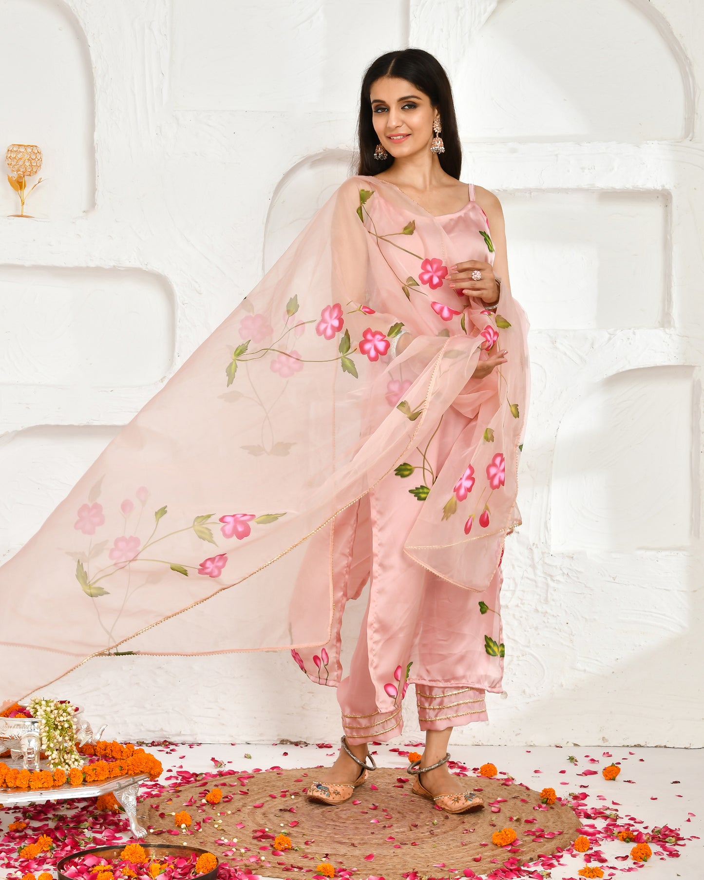 APARNA SATIN  HAND PAINTED SUIT SET