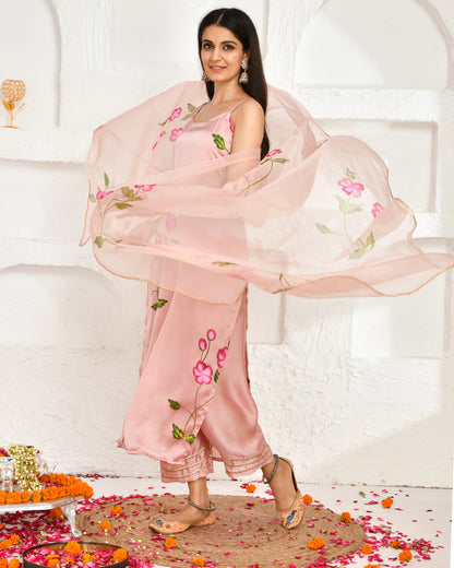 APARNA SATIN  HAND PAINTED SUIT SET