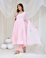 POWDER PINK GEORGETTE ANARKALI SET