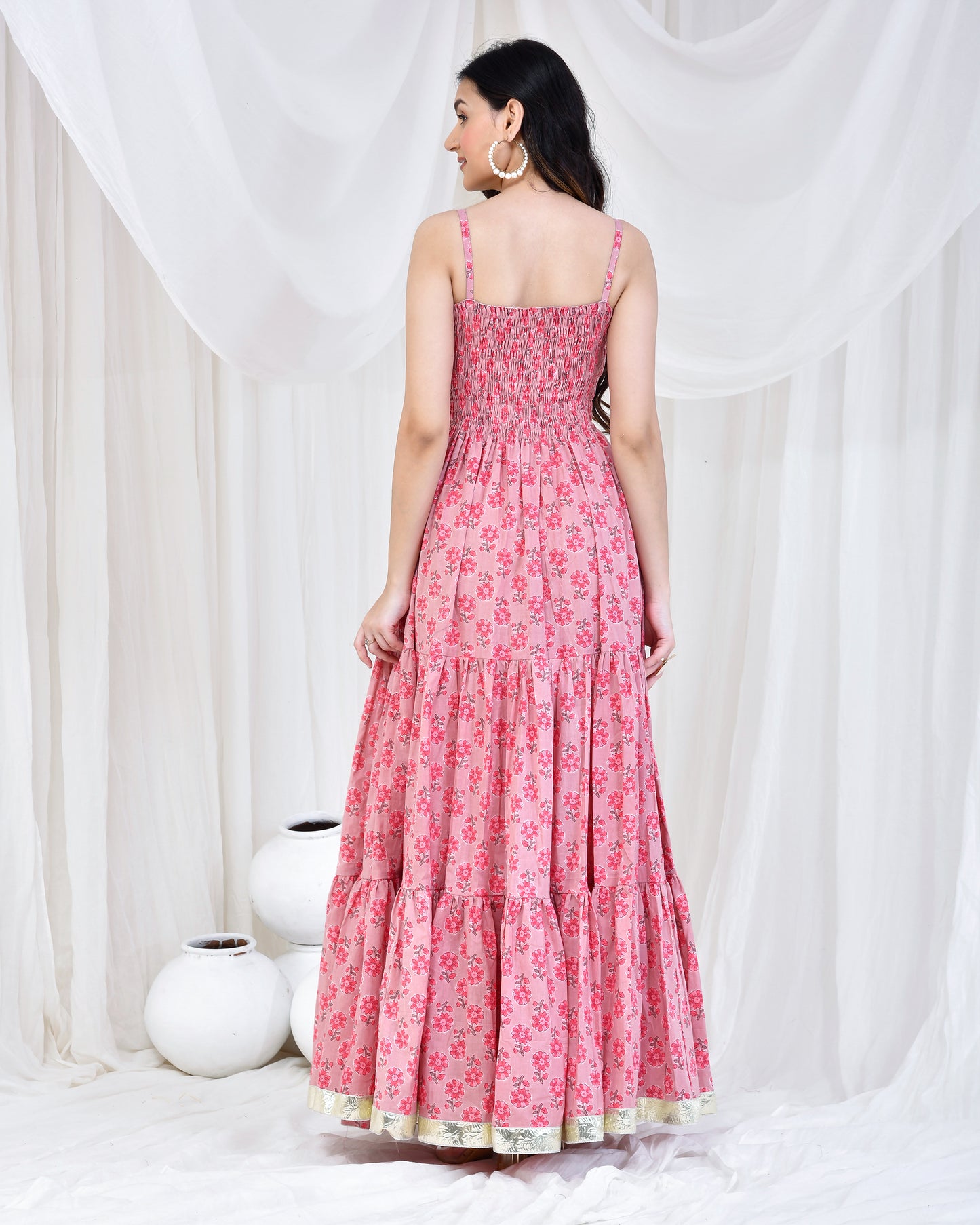 PINK HAND BLOCK PRINTED DRESS