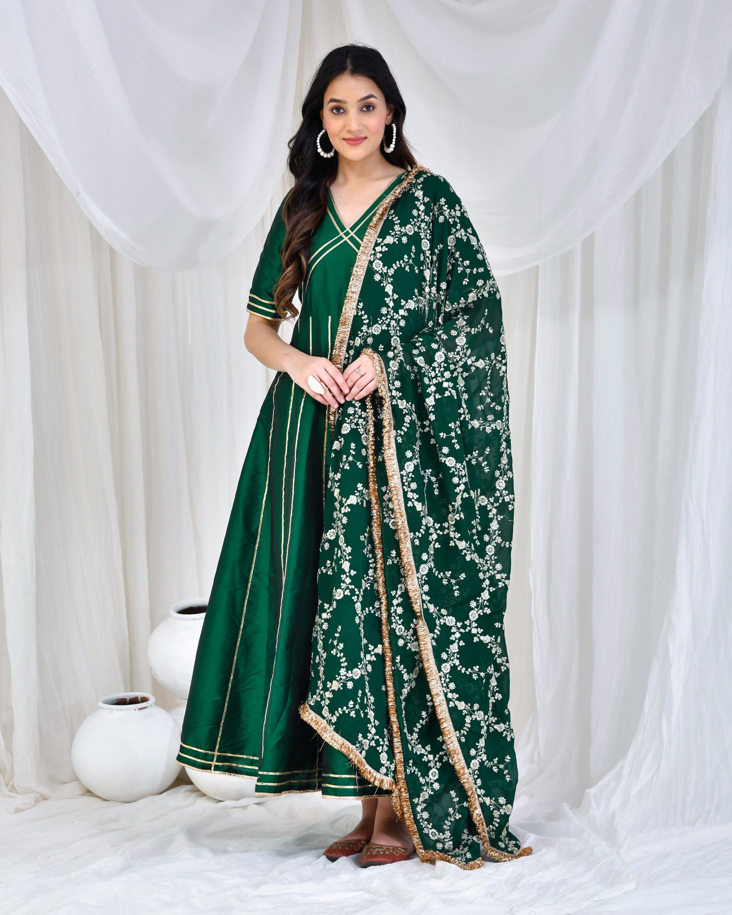 EMERALD GREEN ANARKALI SET