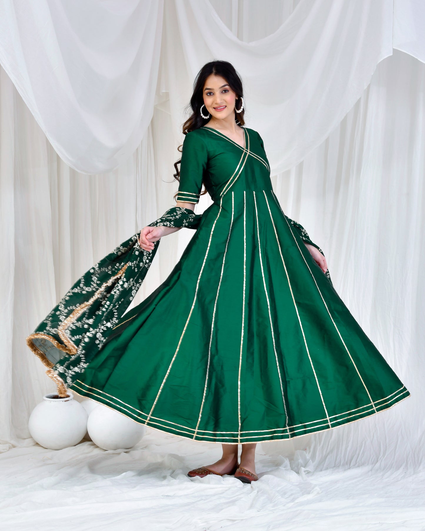 EMERALD GREEN ANARKALI SET