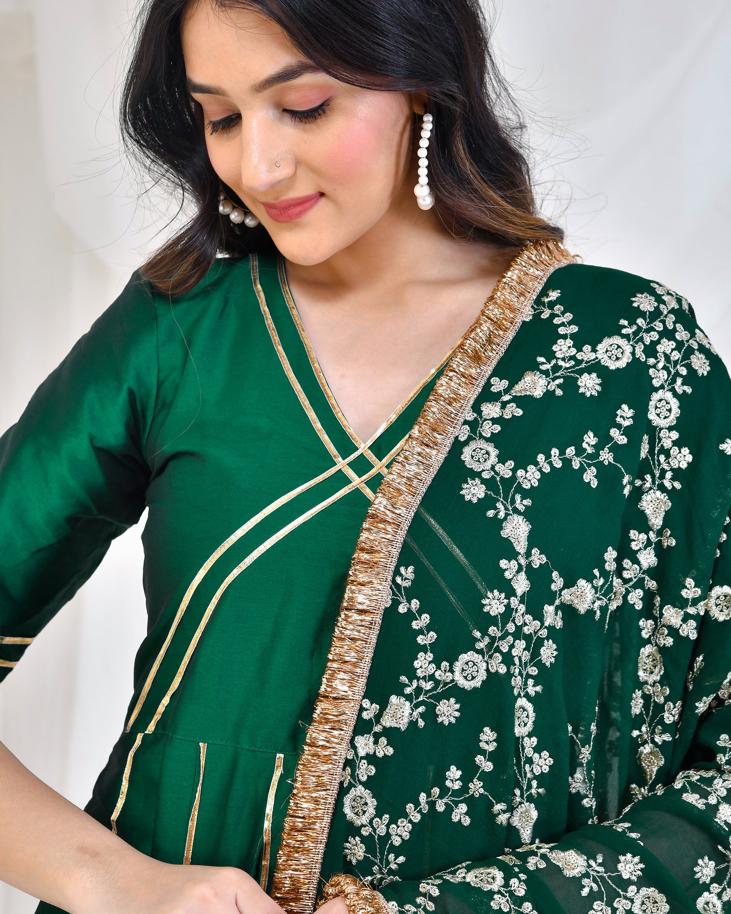 EMERALD GREEN ANARKALI SET